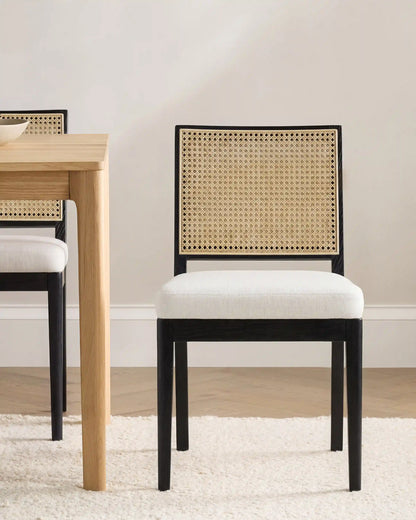 Solid Oak and Cane Dining Chair (Set of 2)