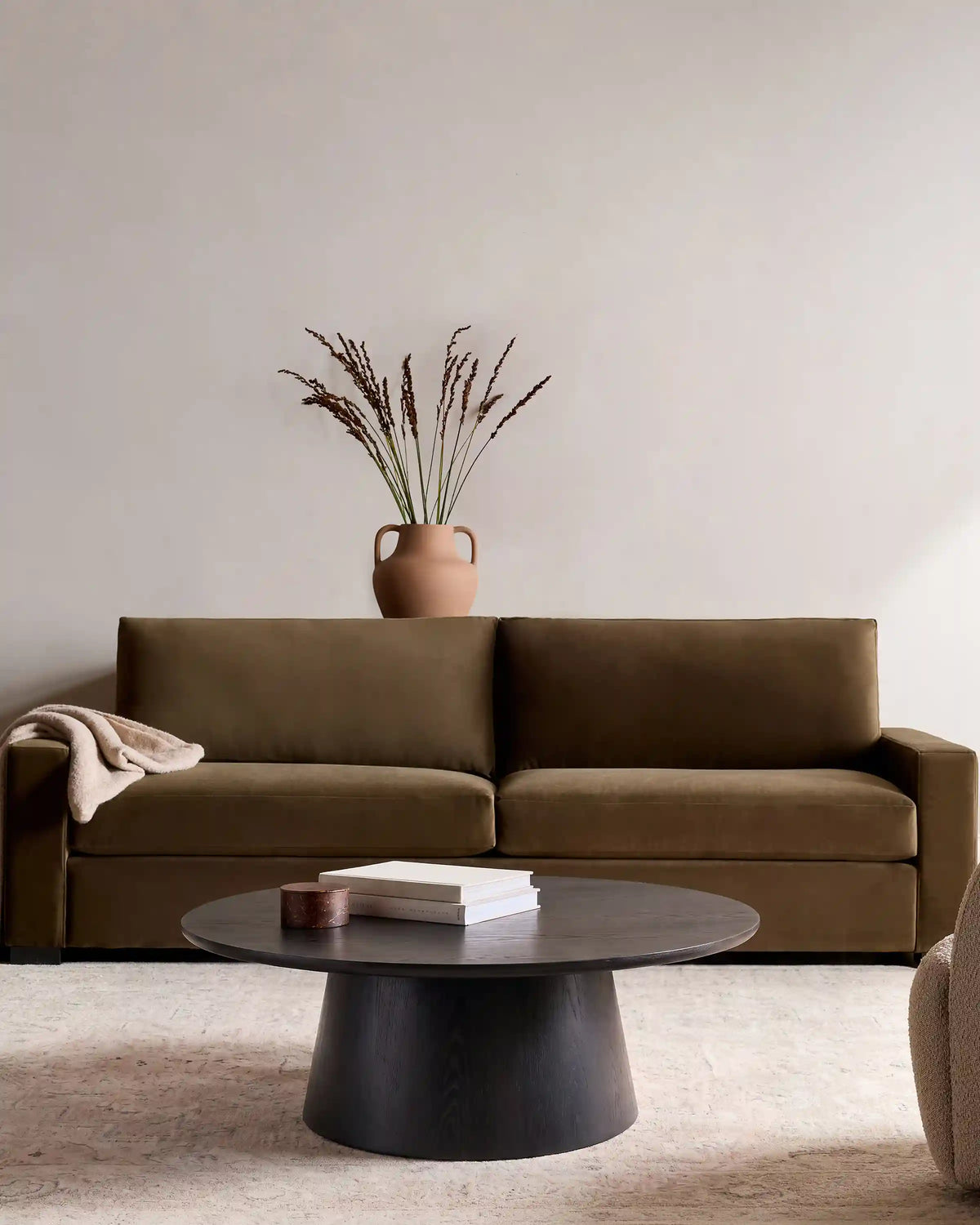 Oak Round Pedestal Coffee Table