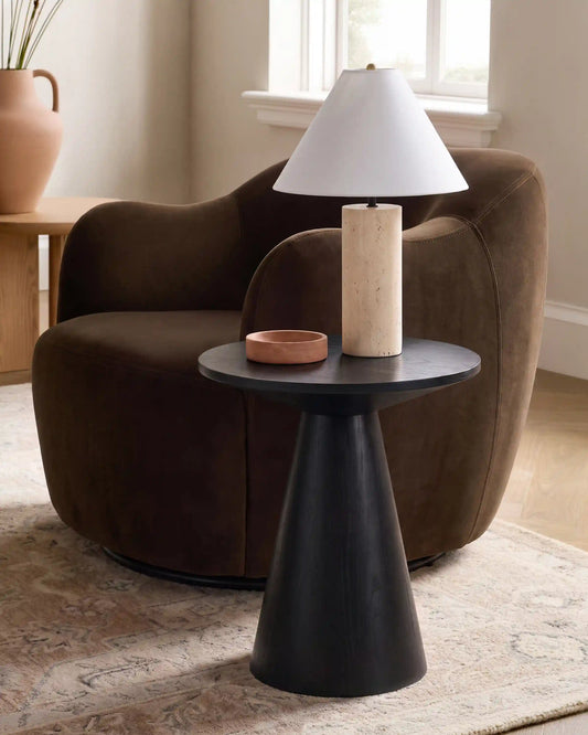 Oak Pedestal End Table