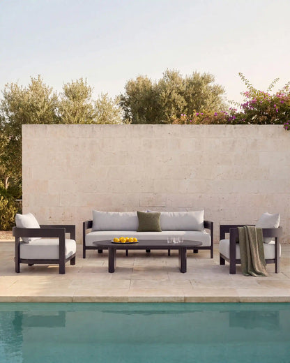 Curved Powder-Coated Aluminum Outdoor Coffee Table