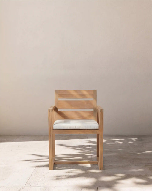 Linear Solid Teak Outdoor Dining Armchair