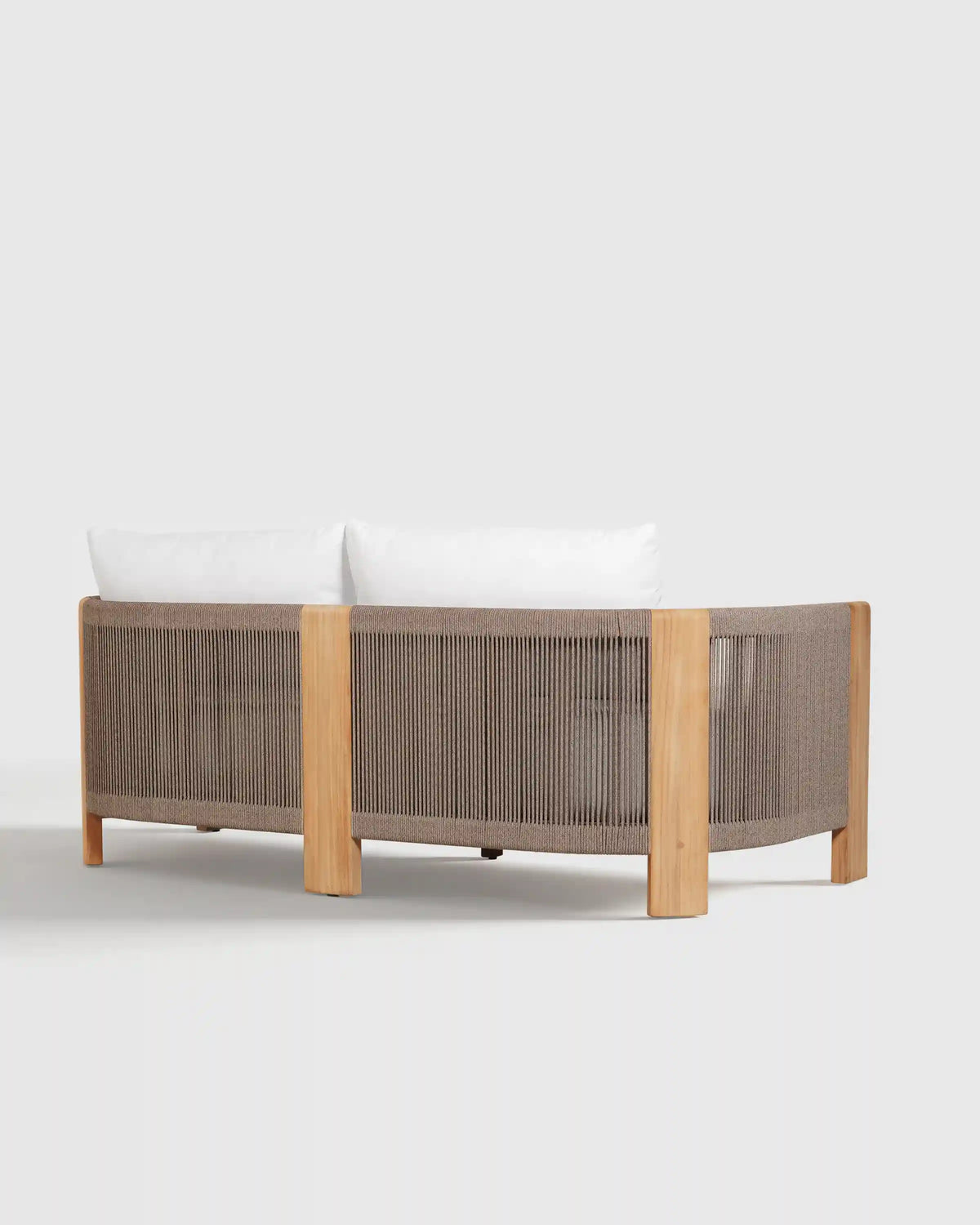 Curved Solid Teak and All-Weather Rope Outdoor Sofa