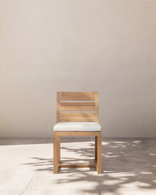 Linear Solid Teak Outdoor Dining Side Chair (Set of 2)
