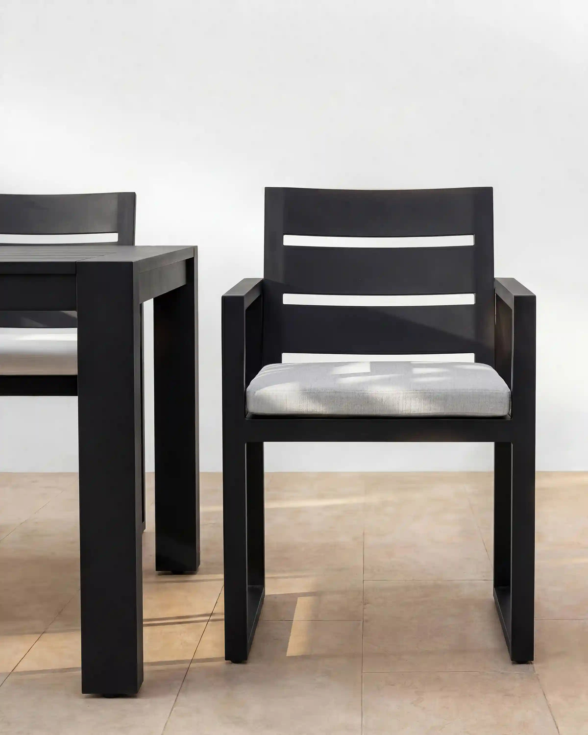 Linear Aluminum Outdoor Dining Armchair