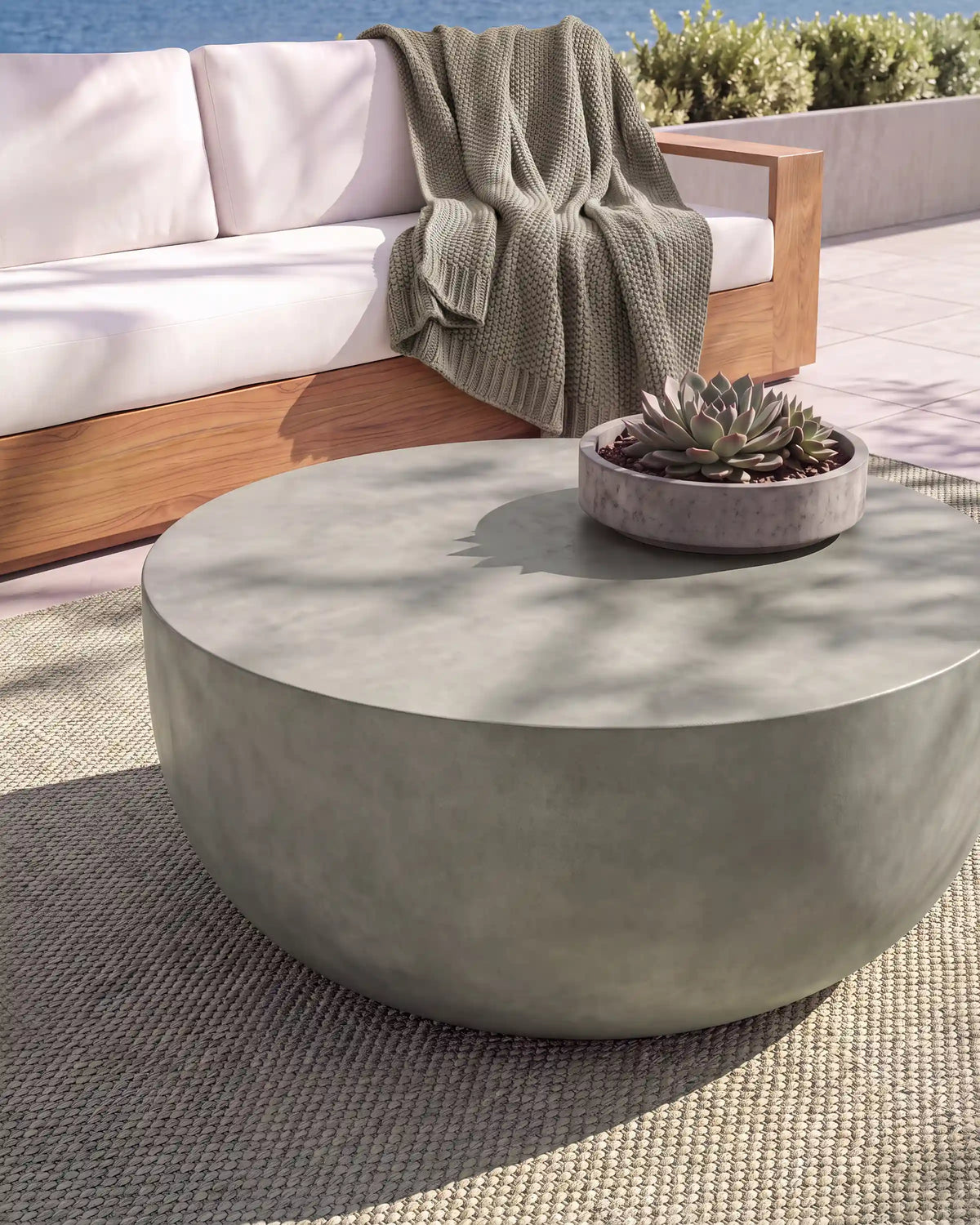 Concrete Drum Indoor/Outdoor Coffee Table