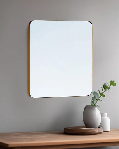 Square Metal Framed Wall Mirror