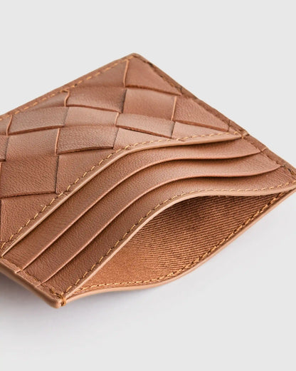 Italian Handwoven Leather Small Card Case
