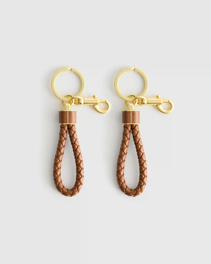 Italian Leather Braided Key Ring (2-Pack)