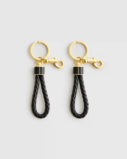 Italian Leather Braided Key Ring (2-Pack)