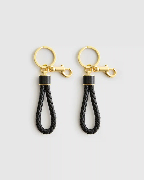 Italian Leather Braided Key Ring (2-Pack)