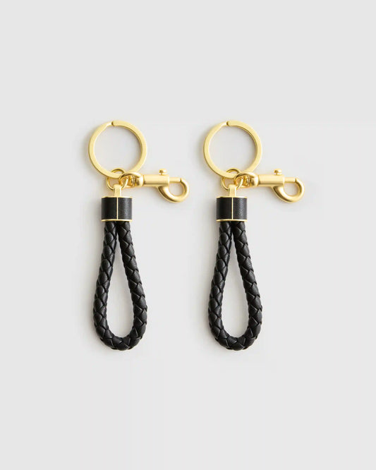 Italian Leather Braided Key Ring (2-Pack)