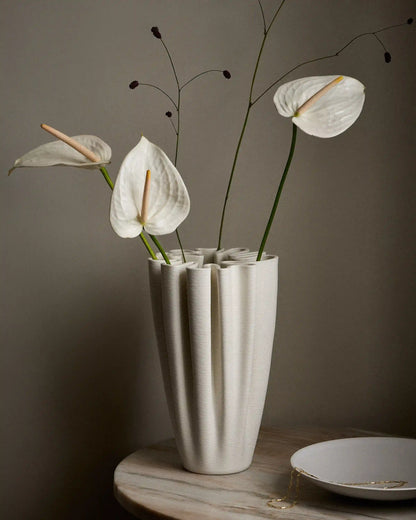 Sculptural Rippled Ceramic Vase