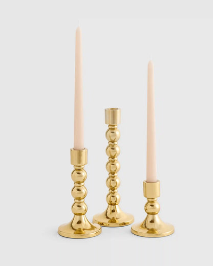 Brass Candlestick Holders (Set of 3)