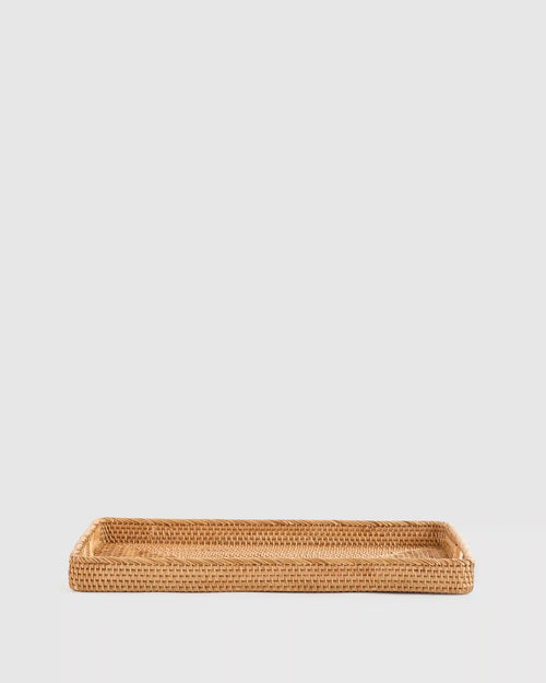 Handwoven Rattan Rectangular Tray