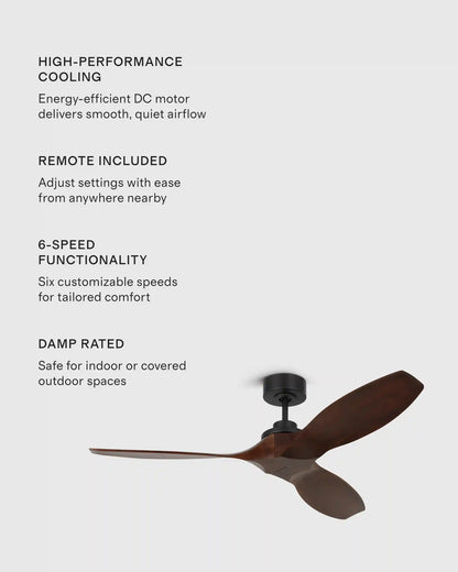 Transitional Wood Blade Ceiling Fan
