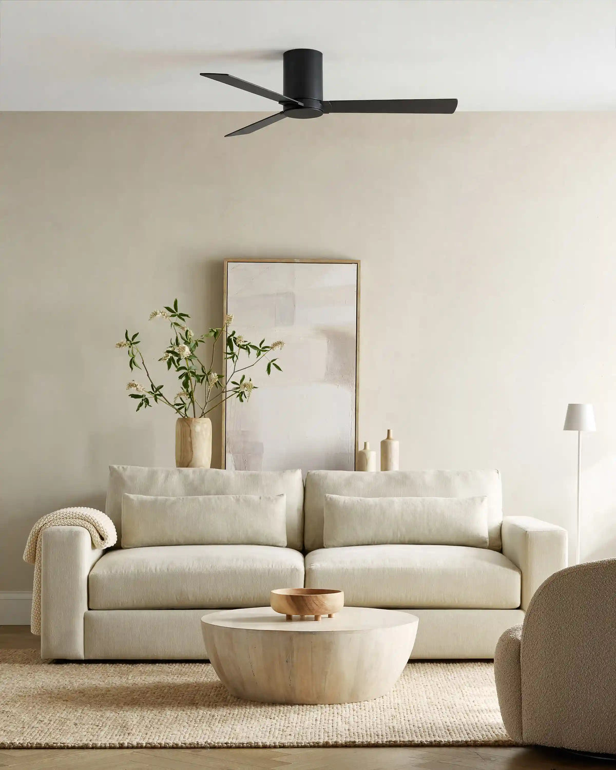 Minimalist Hugger Wood Blade Ceiling Fan