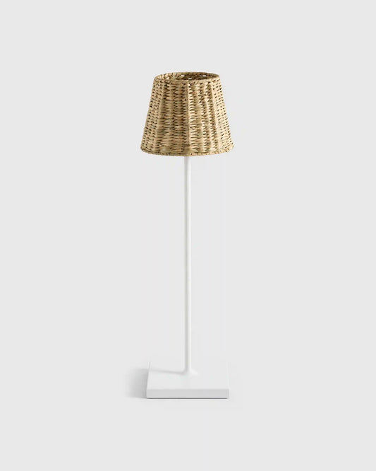 Poldina Pro Rechargeable Table Lamp with Seagrass Shade by Zafferano
