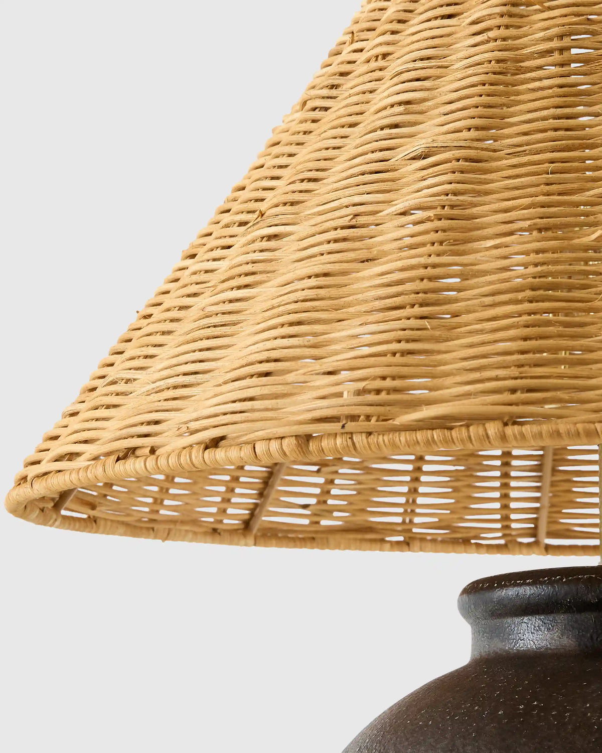 Artisan Ceramic Table Lamp with Rattan Shade