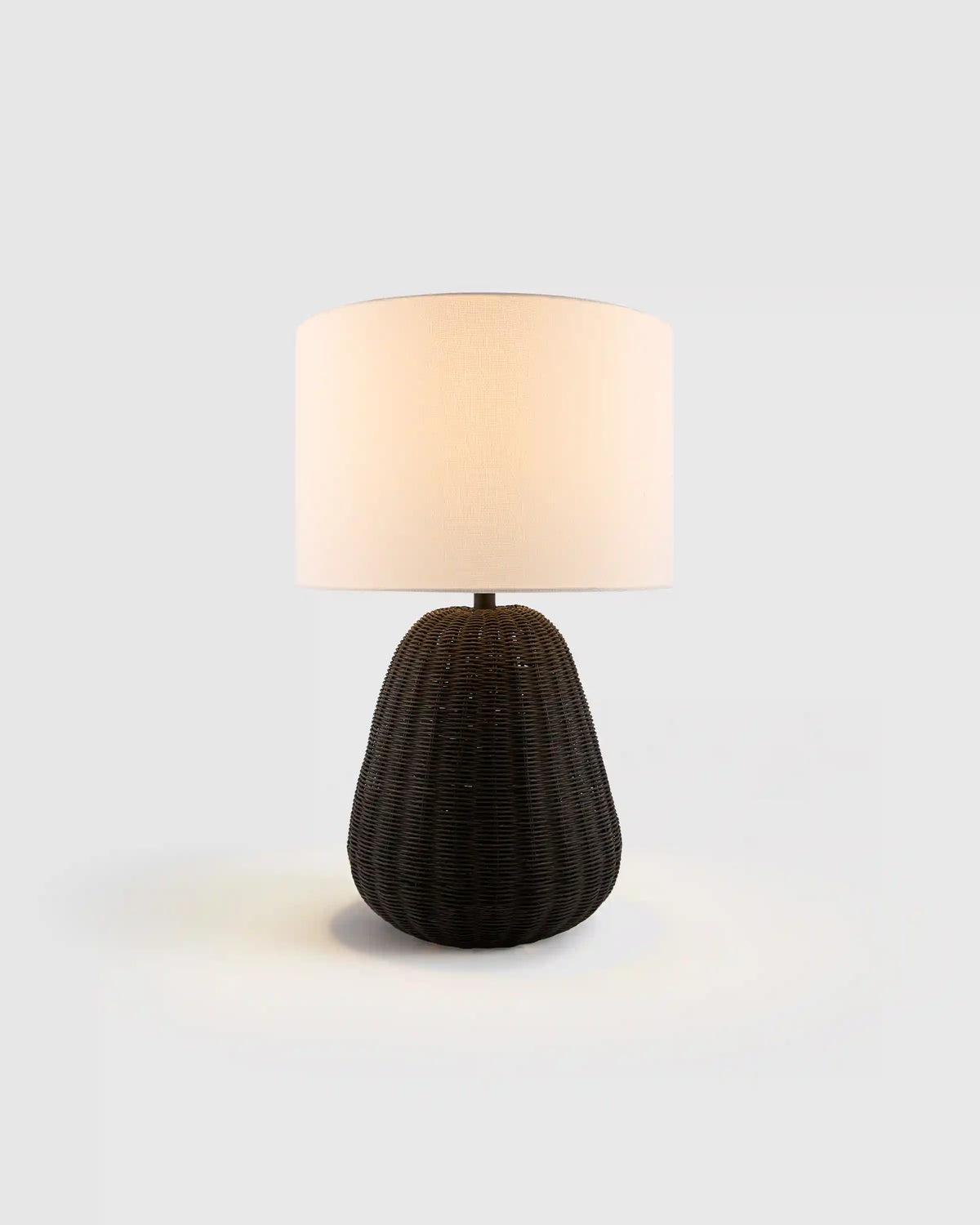 Natural Rattan Table Lamp with Linen Shade