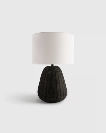 Natural Rattan Table Lamp with Linen Shade
