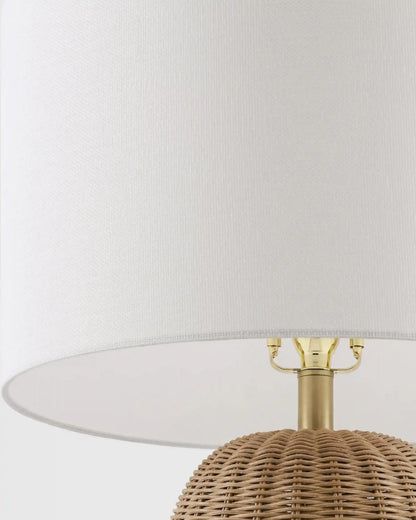 Natural Rattan Table Lamp with Linen Shade