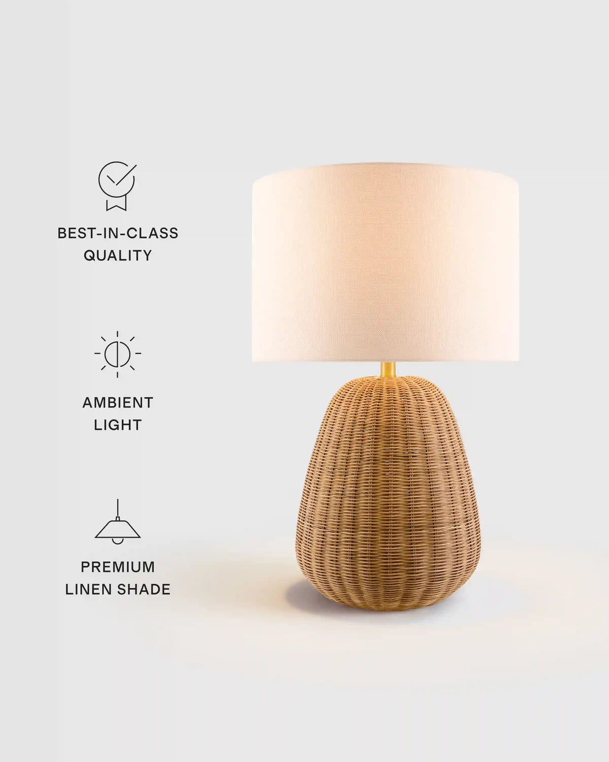 Natural Rattan Table Lamp with Linen Shade