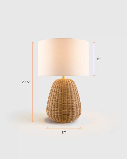 Natural Rattan Table Lamp with Linen Shade