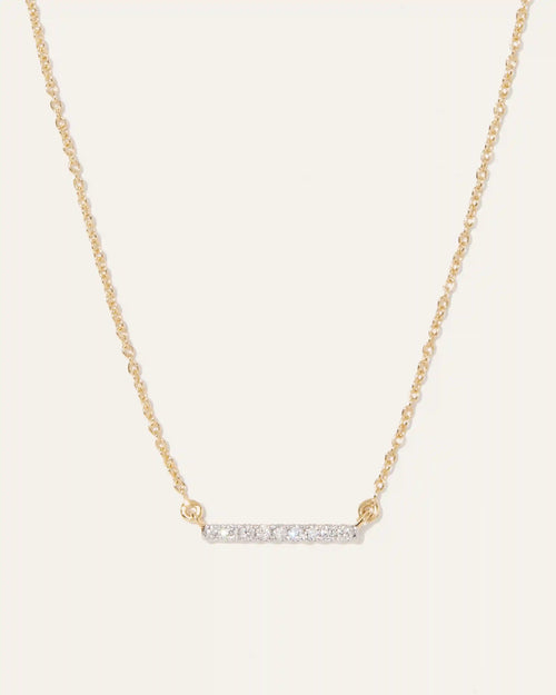 14K Gold Diamond Petite Bar Necklace