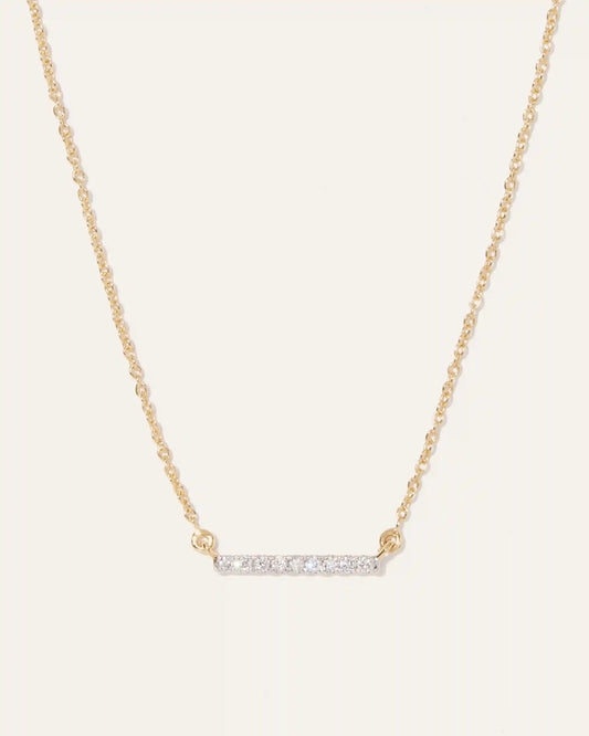 14K Gold Diamond Petite Bar Necklace