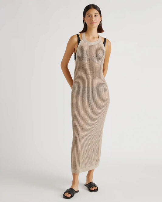 100% Organic Cotton Open-Knit Cover-Up Maxi Dress