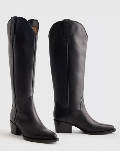 Italian Leather Tall Western Boots