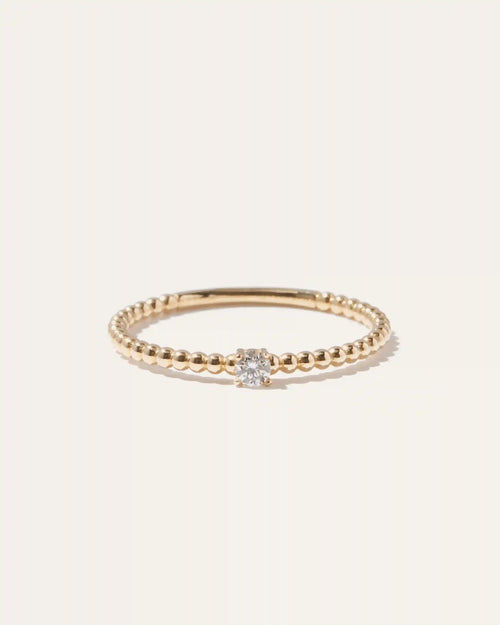 14K Gold Diamond Beaded Ring