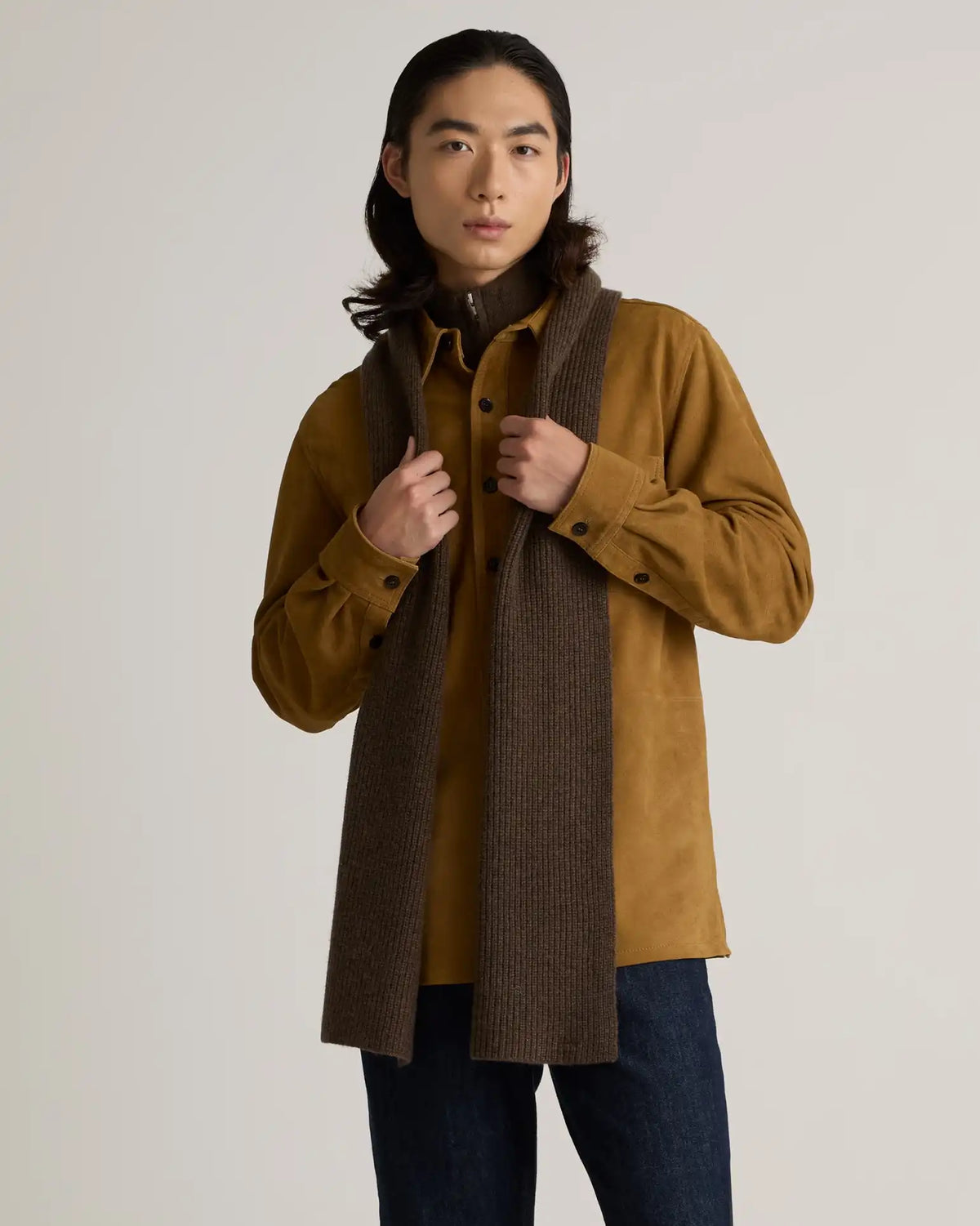 Mongolian Cashmere Ribbed Scarf