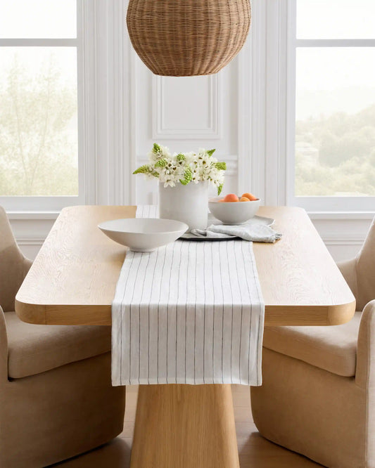 European Linen Pencil Stripe Table Runner