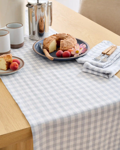 European Linen Gingham Table Runner