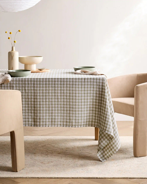 European Linen Gingham Tablecloth