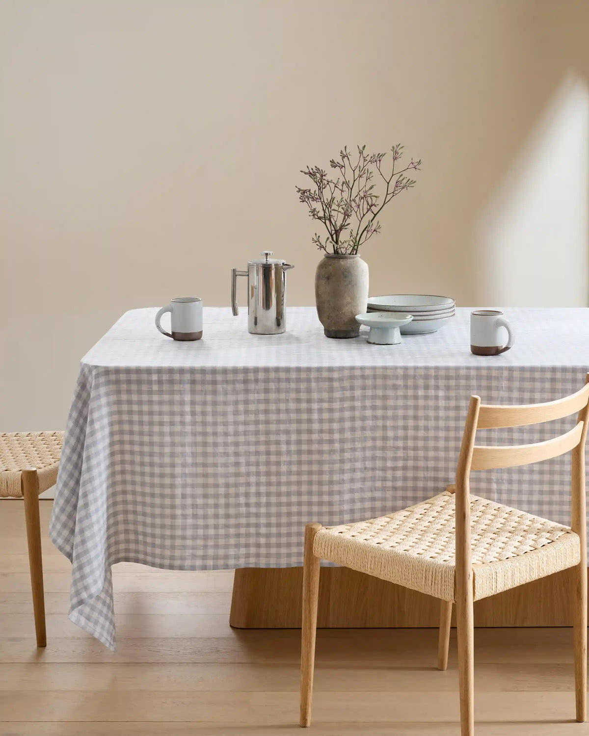 European Linen Gingham Tablecloth