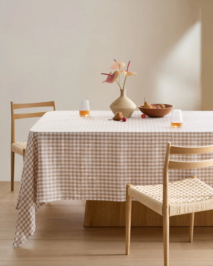 European Linen Gingham Tablecloth