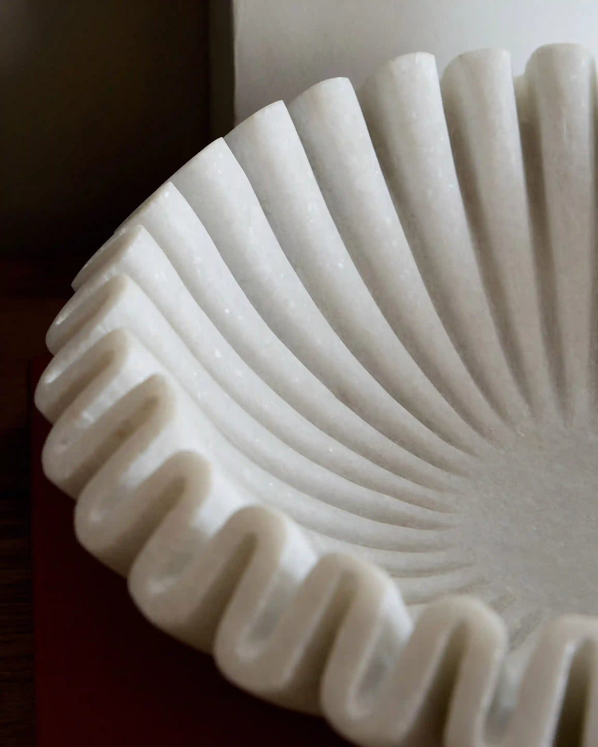 Handcrafted Fluted Marble Decorative Bowl