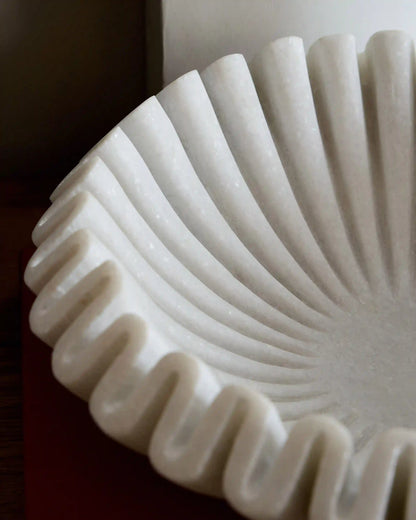Handcrafted Fluted Marble Decorative Bowl