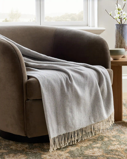 Lightweight Italian Cotton Herringbone Throw