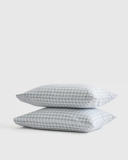 Organic Crisp Percale Gingham Pillowcase Set