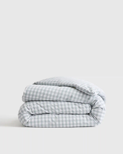 Organic Crisp Percale Gingham Duvet Cover