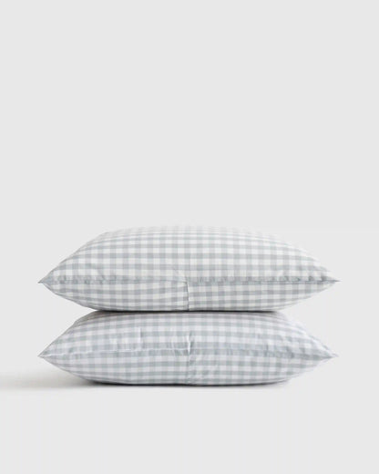 Organic Crisp Percale Gingham Sham Set