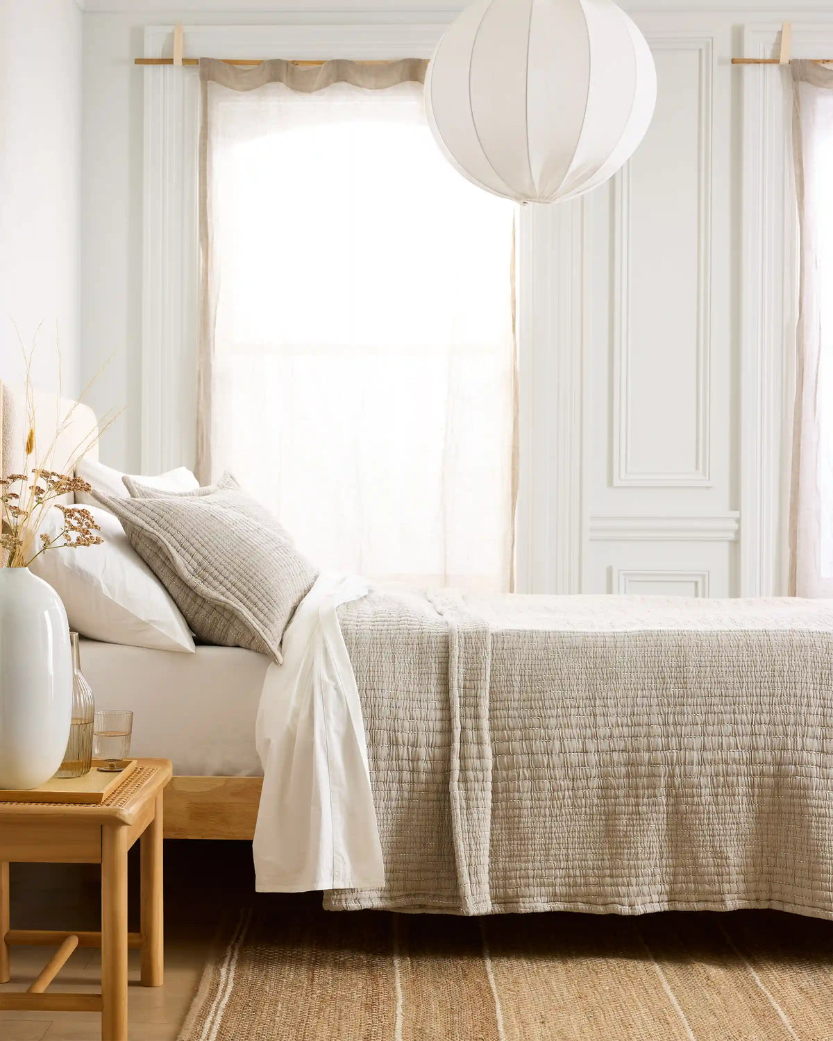 Organic Cotton Channel Stitch Coverlet Set