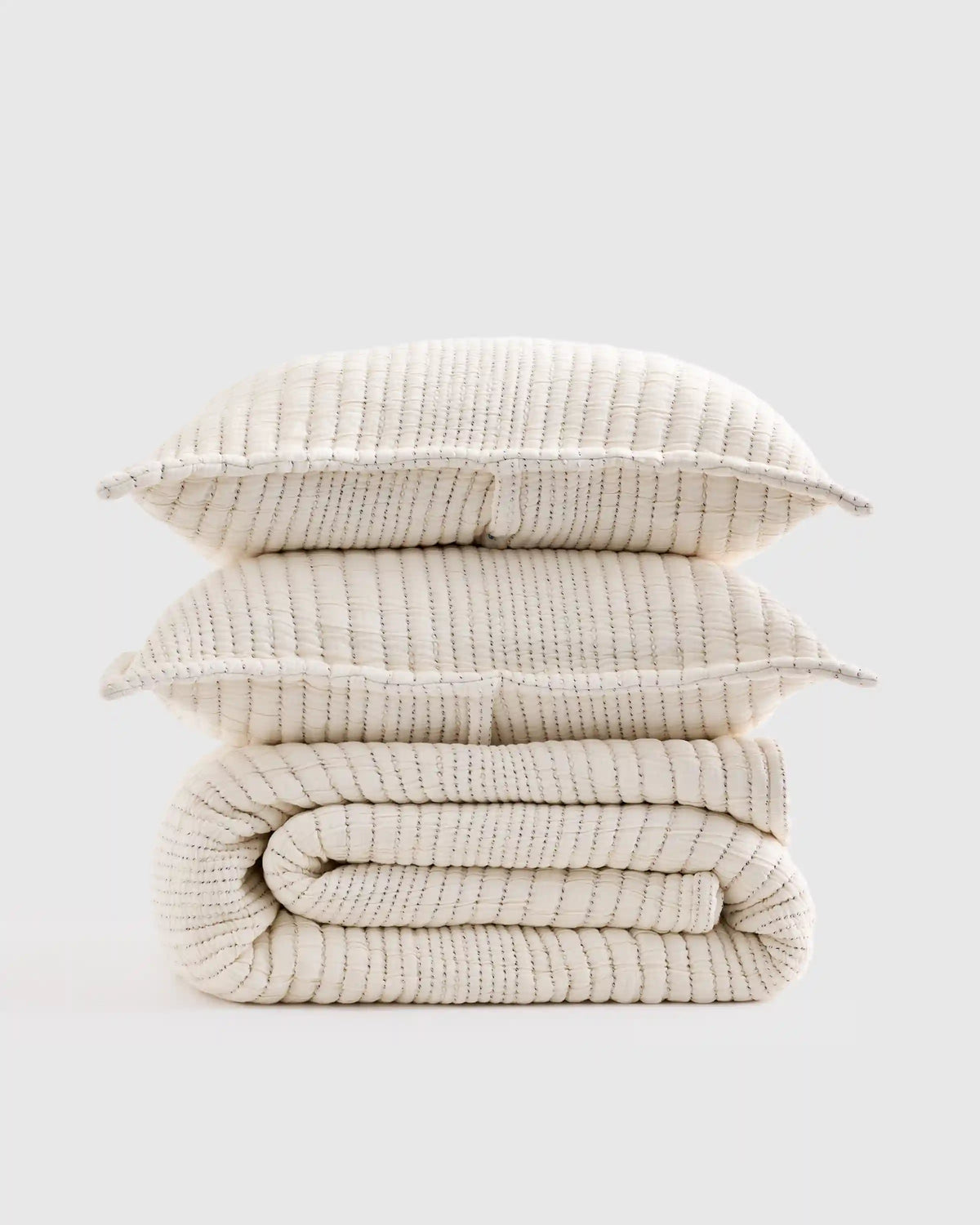 Organic Cotton Channel Stitch Coverlet Set