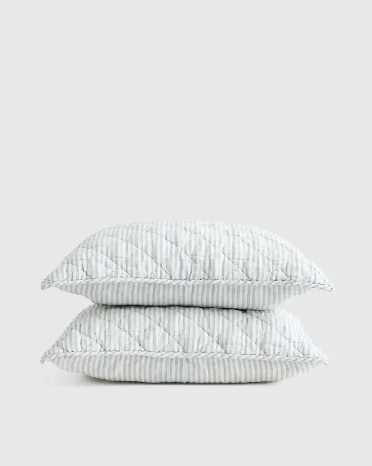 European Linen Stripe Quilted Sham Set