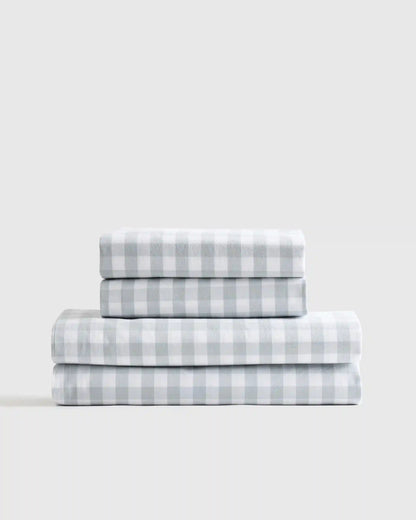 Organic Crisp Percale Gingham Sheet Set