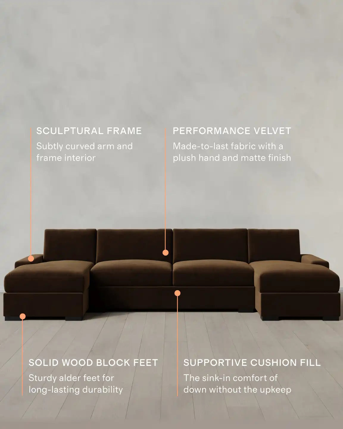 Stillman U Sectional in Performance Velvet