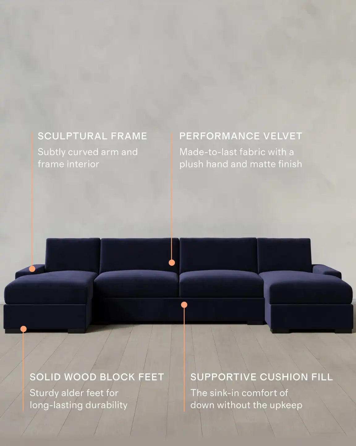 Stillman U Sectional in Performance Velvet